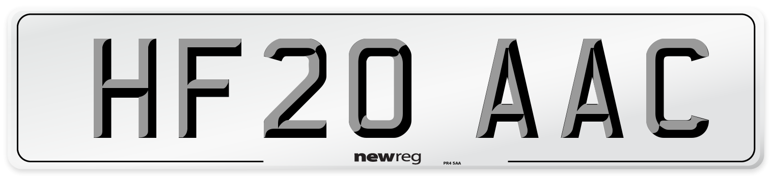 HF20 AAC Number Plate from New Reg